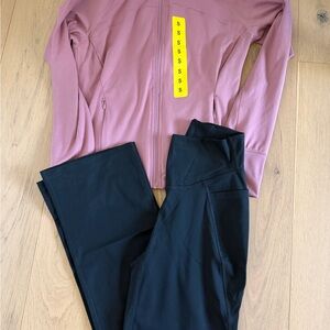 Zip Up Jacket & Flare Leggings Activewear Set size Small New